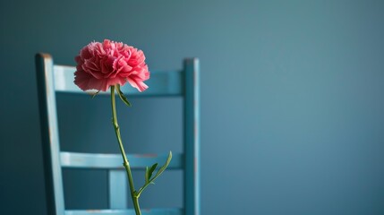 Wall Mural - Pink carnation on vacant chair Teacher s day idea with space for text
