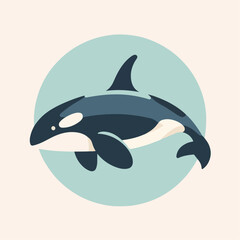 Wall Mural - cute cartoon illustration of Orca whale. cute clip art of orca