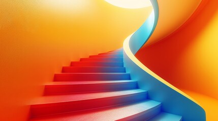 Wall Mural - A staircase with red, blue, and yellow steps