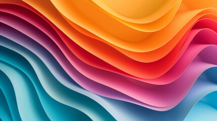 Wall Mural - A colorful, multi-colored wave of paper. The colors are bright and vibrant, creating a sense of energy and excitement. The wave appears to be made up of many different shades of blue, green, yellow
