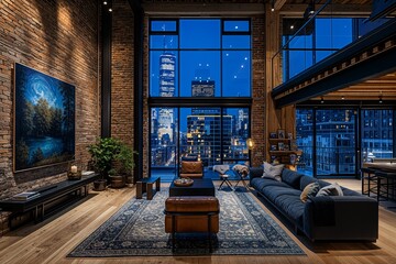 Wall Mural - a living room filled with furniture and a large window