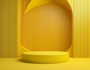 Empty room interior design or yellow pedestal display on vivid background with blank stand. Blank stand for showing product. 3D rendering.