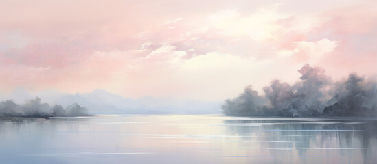 Wall Mural - morning mist over the river