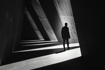 Wall Mural - striking use of shadow and light in silhouette mockup design.