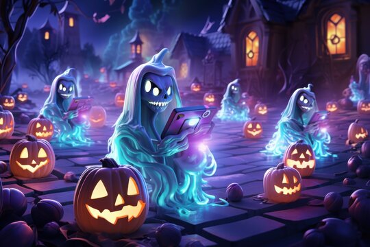 The ghosts are gathering for the Halloween party.