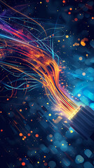 Wall Mural - high-speed data flow illustration through charging cable