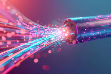 Wall Mural - high-speed data flow illustration through charging cable