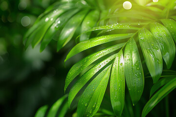 Poster - Close-up of a green palm banner, world's best winner, ultra-high definition, visually attractive.