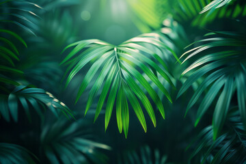 Wall Mural - Close-up of a green palm banner, world's best winner, ultra-high definition, visually attractive.