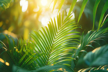 Poster - Banner with green palm and world's best winner, close-up, aesthetically pleasing,