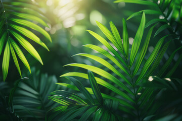 Poster - Aesthetically pleasing banner featuring a green palm, best in the world winner, close-up,