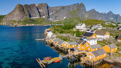 Wall Mural - Colorful Houses on Stilts in Lofoten, Norway, Sakrisoy, Lofoten, Norway