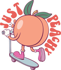 Poster - Peach with quote retro groovy mascot