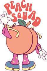 Poster - Peach with quote retro groovy mascot