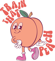 Poster - Peach with quote retro groovy mascot