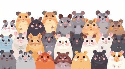 Wall Mural - Group of cute hamsters. Flat vector illustration.