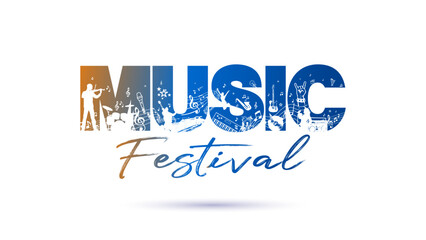 Music day and festival logo concept with modern music poster design. Vector illustration