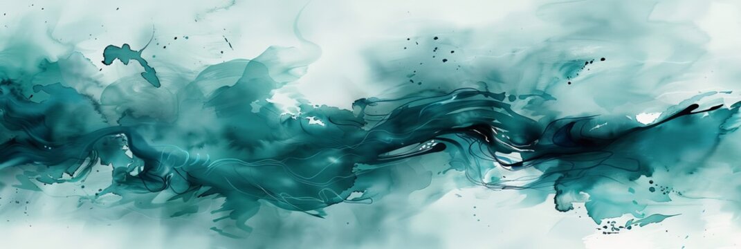 Abstract Teal Watercolor Swirls