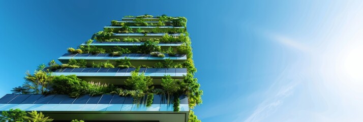 Wall Mural - A modern building with a green wall design, showcasing sustainable architecture and a connection to nature