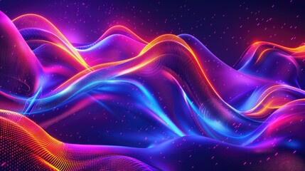Wall Mural - Design a futuristic Big Neon Wave Background with organic shapes AI generated
