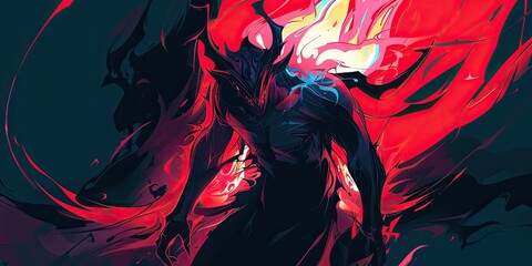 Wall Mural - Demonic Figure with Intense Flames