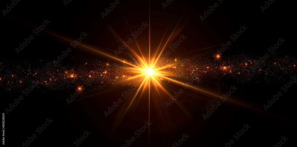 Glowing Light Star Lens Flare Black Background Glowing Effect PNG Sun ...