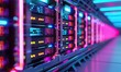 © Autaporn - Modern data center with illuminated server racks. High-tech environment for data storage and processing, showcasing networking equipment.