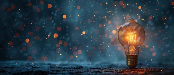 Wall Mural - a light bulb is lit up in the snow
