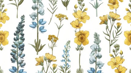 Flower and plant pattern with seamless seamless design