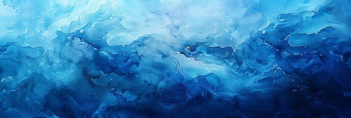 Wall Mural - Abstract Blue Ink Swirls