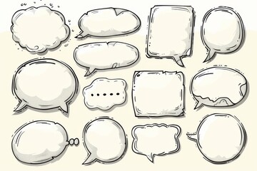 Set of Sketch speech bubbles with room for quotes and text. Modern illustration.