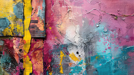 Wall Mural - Mixed media artwork with paint and paper texture