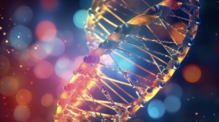 Poster - A captivating animation of a digital DNA molecule, its segments forming a complex genetic code, emphasizing the intricate language of life.