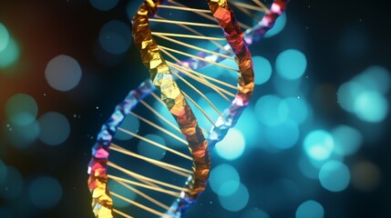 Poster - A captivating animation of a digital DNA molecule, its structure morphing into various evolutionary stages, illustrating the process of genetic adaptation.