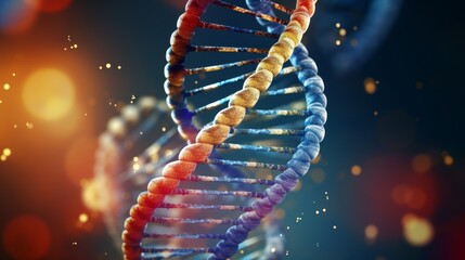 Poster - A captivating animation of a digital DNA molecule, its structure morphing into various evolutionary stages, illustrating the process of genetic adaptation.