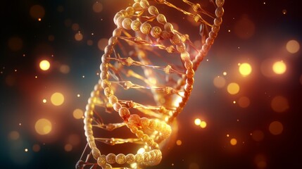 Poster - A captivating animation of a digital DNA molecule, its intricate sugar-phosphate backbone and complementary base pairs illuminated by a glowing medical science halo.