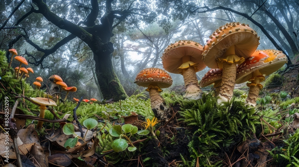 Magical fantasy mushrooms in an enchanted fairy tale Dreamy elf forest ...