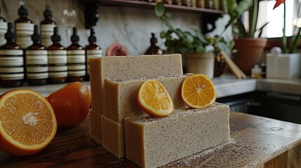 Wall Mural - Handmade natural eco soap, selective focus  