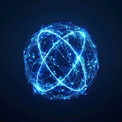 Wall Mural - an outline of a sphere containing points and lines. modern wireframe elements. a grid sphere made of