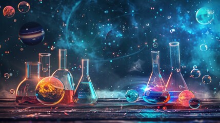 Wall Mural - science, technology, and astronomy concept. artificial intelligence generated by science.