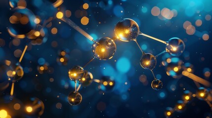 Wall Mural - the background features atoms, molecules, and an illustration of a molecular structure.