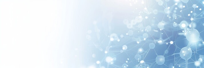 Wall Mural - medical abstract gradient background with molecules - white and light blue