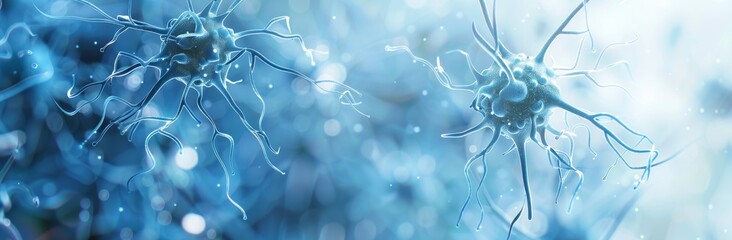 Wall Mural - neuron on a dna helix background, neural network and dna, 3d rendering