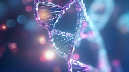 Poster - A dynamic animation of a digital DNA molecule, its segments unzipping and replicating, showcasing the intricate process of genetic information transfer.