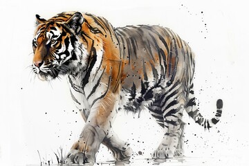 Wall Mural - Tiger animals watercolor