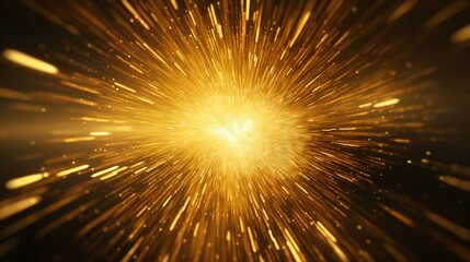 Leinwandbilder - A hypnotic abstract background with radiant gold particles radiating outwards from a central point.
