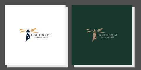 Creative lighthouse logo design with unique concept , premium vector