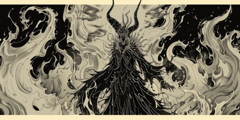 Poster - Winged Demon in a Volcanic Eruption