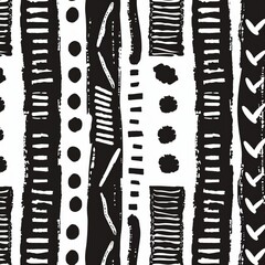 Wall Mural - An abstract hand drawn retro texture with geometric doodle lines in black and white.