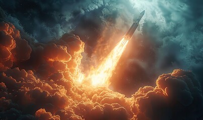 Wall Mural - military missile attacks, space exploration astronomy, ballistic rockets, and air defense systems la
